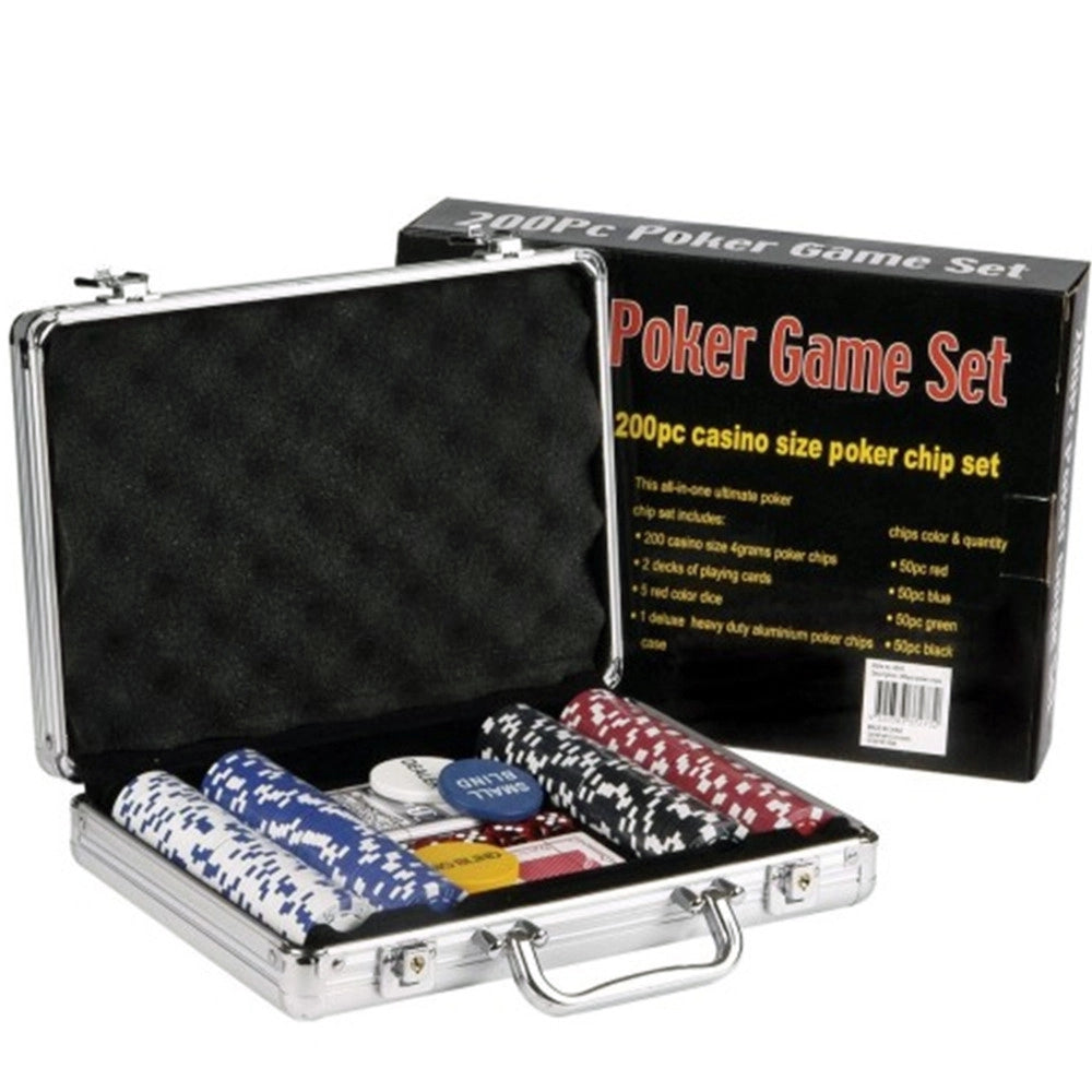 Trade Shop - Set Kit 200 Poker Fiches Chips Valigetta Carte Gioco Tavolo Texas Holdem Dealer -