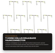 Connettore a gancio 10 pezzi - Corda da pesca manuale - Acciaio inossidabile - Duraturo - Perle luminose - Flessibile e robusto - Attacco da pesca