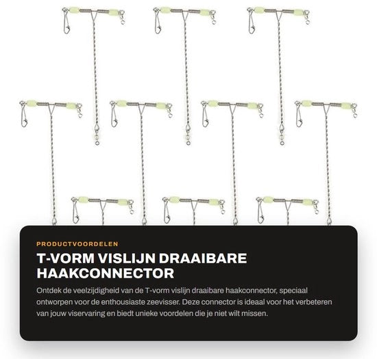 Connettore a gancio 10 pezzi - Corda da pesca manuale - Acciaio inossidabile - Duraturo - Perle luminose - Flessibile e robusto - Attacco da pesca