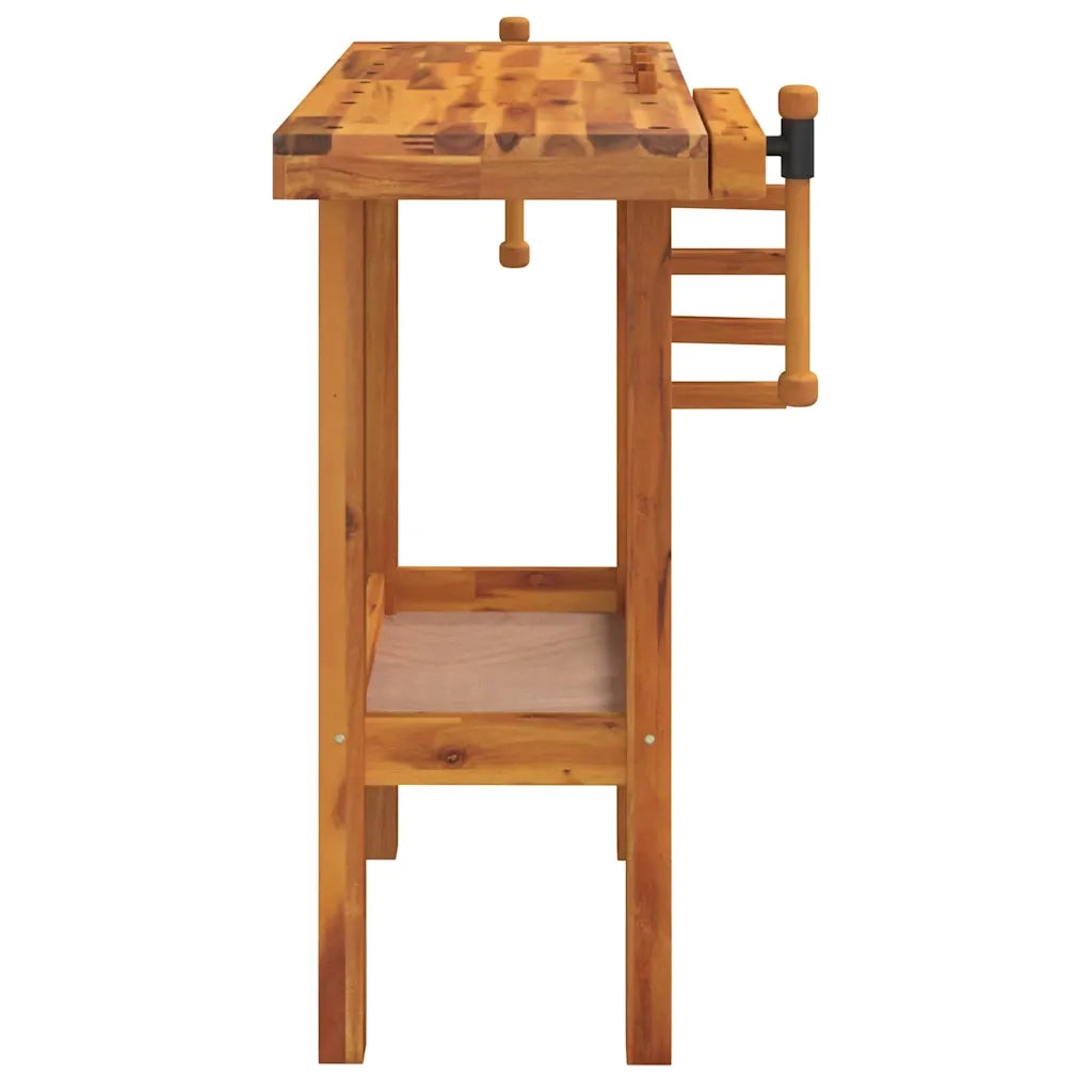 Banco da Lavoro con Morse 92x48x83 cm Legno Massello di Acacia cod mxl 14943