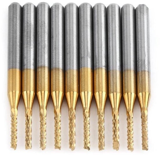 Fresatubi in acciaio duro CNC diametro di taglio 1/16 pollice con rivestimento di tungsteno 1/8 pollice 10 pezzi/partita
