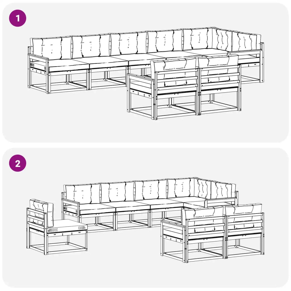 Set di divani da esterno 6 pz Bianco e Antracite Poliestere 3386611