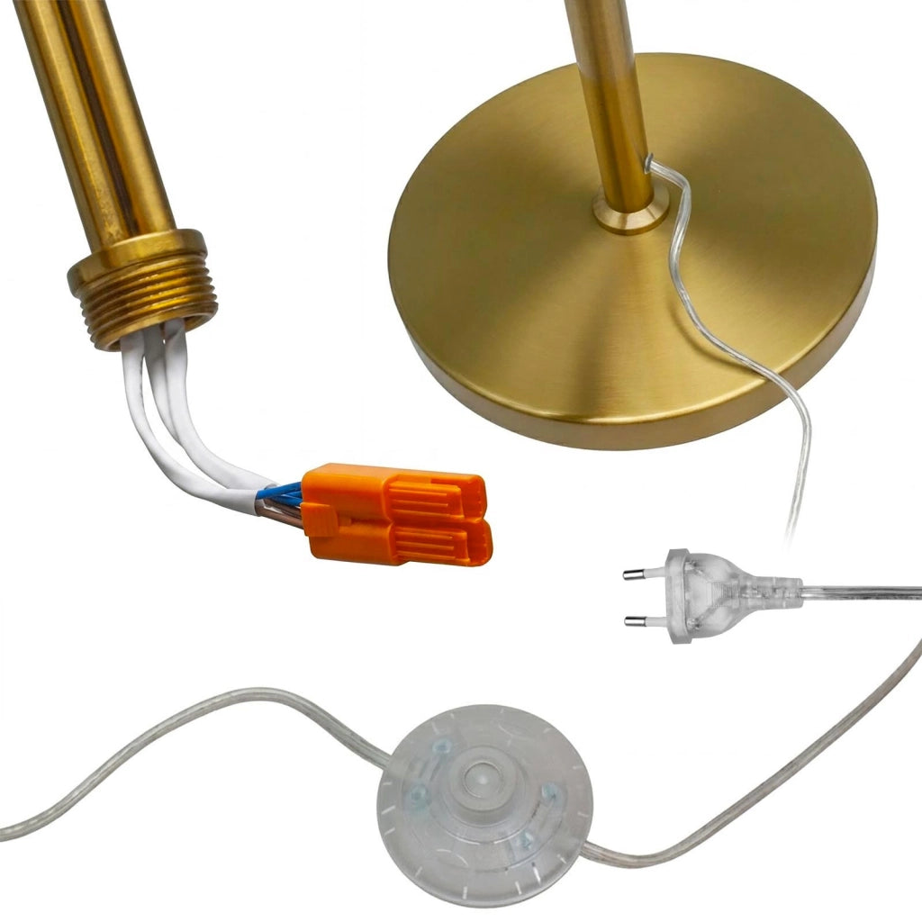 Piantana da Terra a 3 Luci Sfera G9 Lampada di Design per Interni Bronzo con Interruttore a Pedale Luce Salotto Soggiorno 230V
