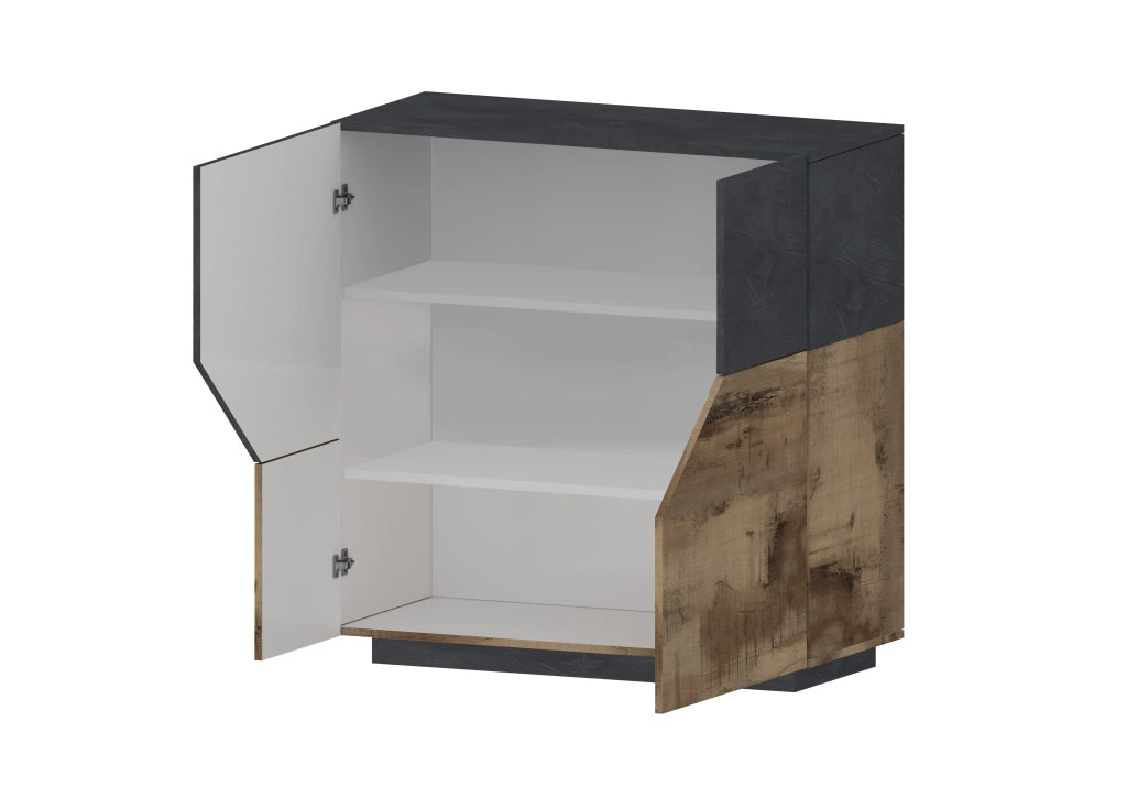 Credenza 100x43cm 2 ante cucina mobile soggiorno moderna antracite e acero pereira Klain Report