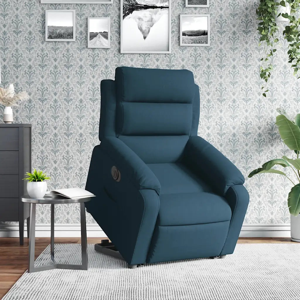 Poltrona Alzapersona Reclinabile Elettrica Blu in Velluto