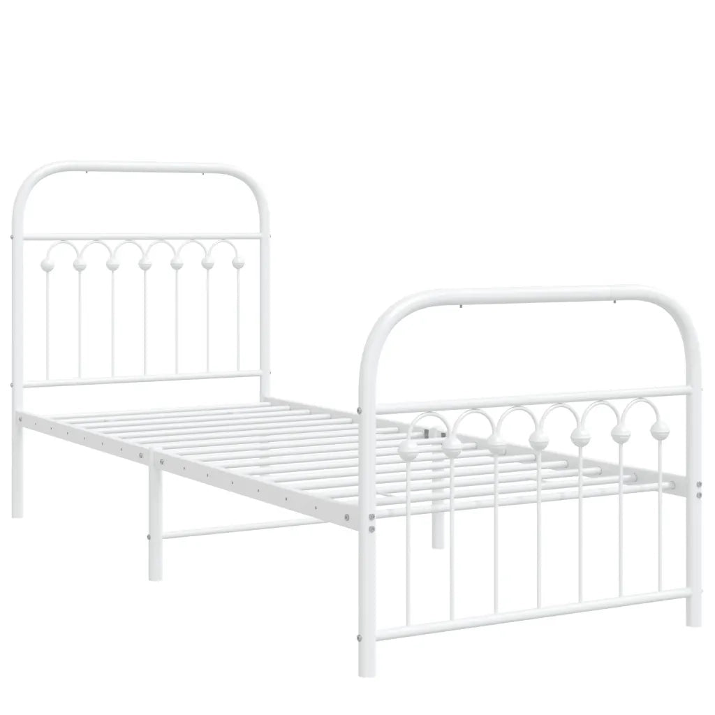 Giroletto con Testiera e Pediera-Struttura Letto Metallo Bianco 80x200 cm 478393