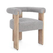 Sedia con Braccioli in Tessuto Bouclé e Struttura in Legno Nero - GORDON