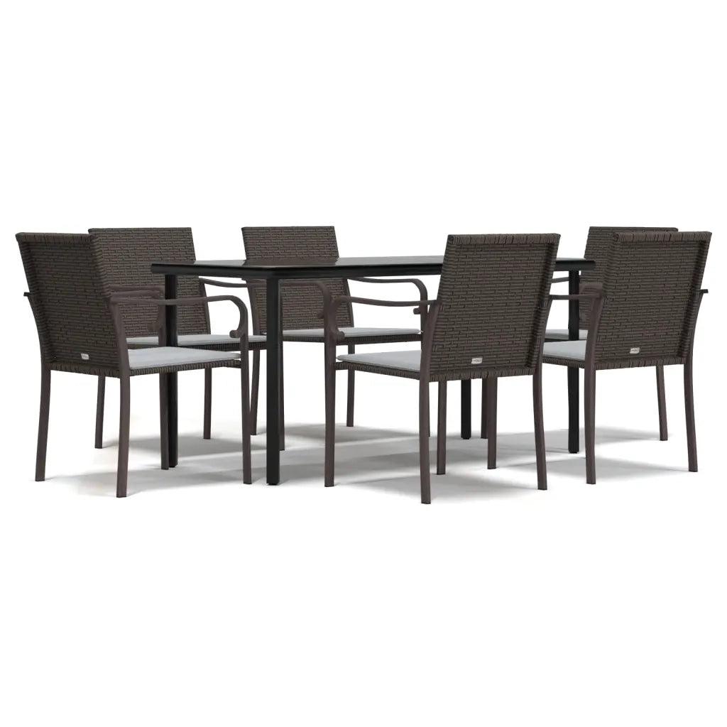 Set Pranzo da Giardino 7 pz con Cuscini in Polyrattan e Acciaio 3186962