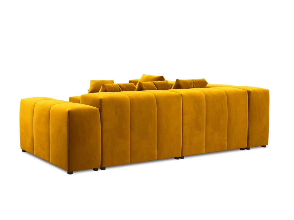 Cosmopolitan Design - Divano angolare modulare reversibile "Rome" 7 posti in velluto giallo 