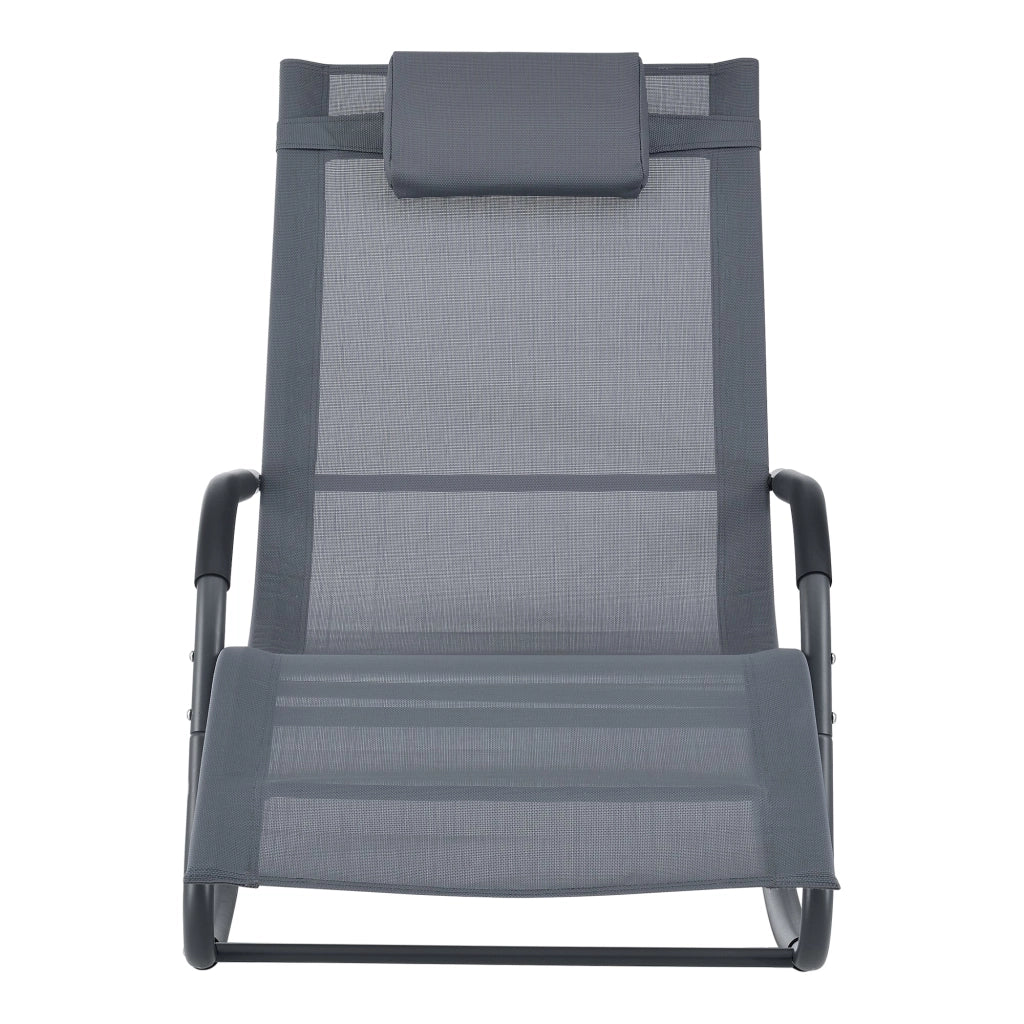 Set di 2 lettini prendisole a dondolo in acciaio tessile grigio scuro 03_0006426