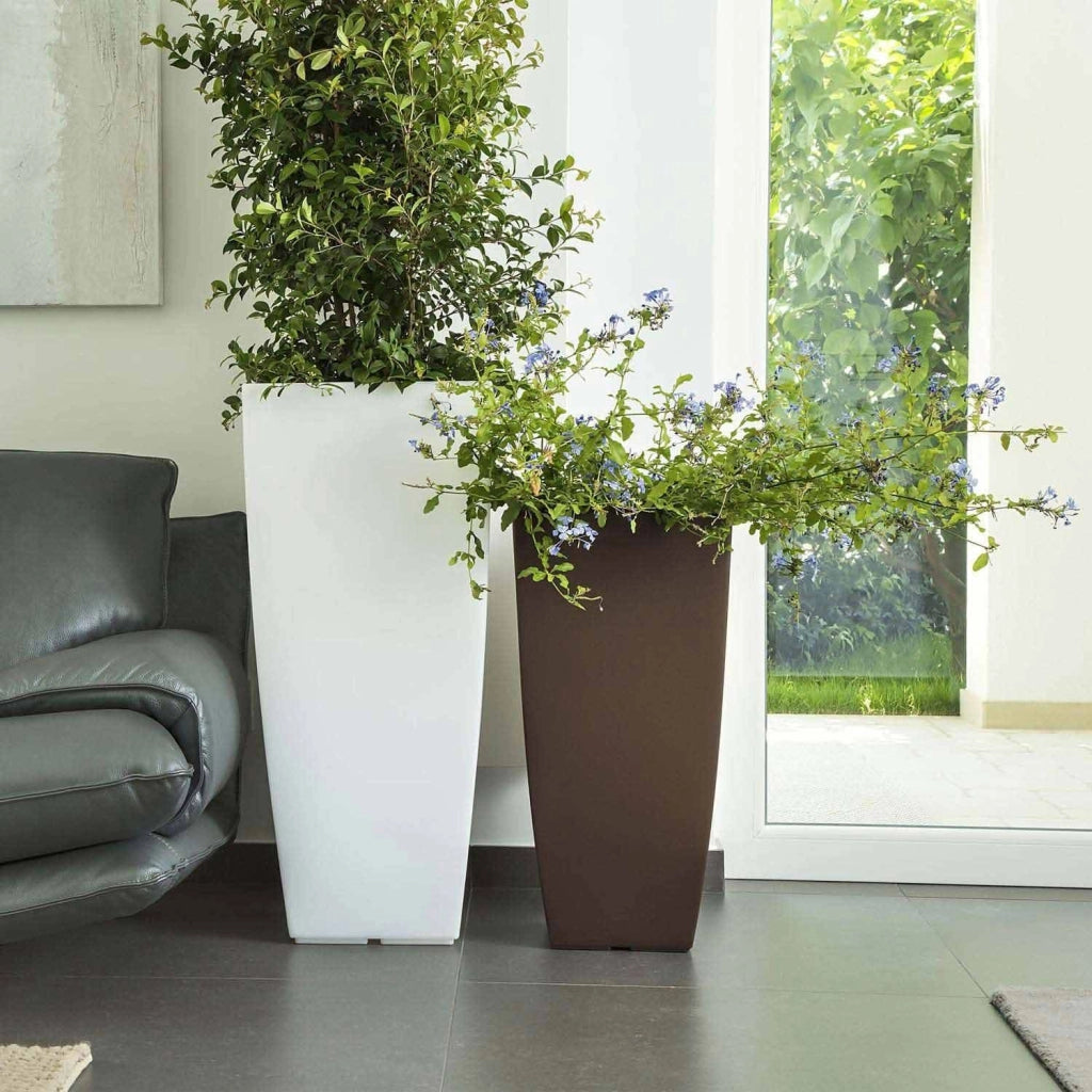Vaso Agave In Resina Quadrato Avorio H70 33x33Cm