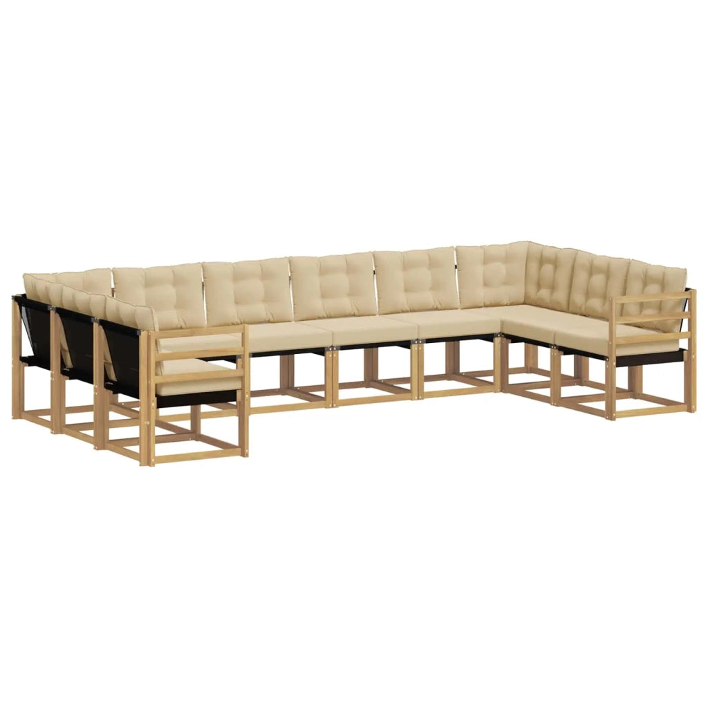 Set di divani da esterno con cuscino 10 pcs Bianco e Beige