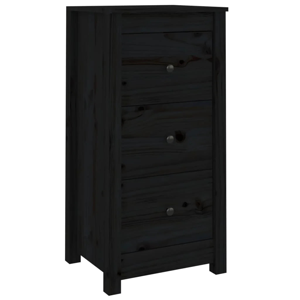 Buffet credenza cassettiera armadio mobile contenitore organizer per cucina soggiorno salotto set da 2 40 x 35 x 80 cm legno massello di pino nero 02_0036906