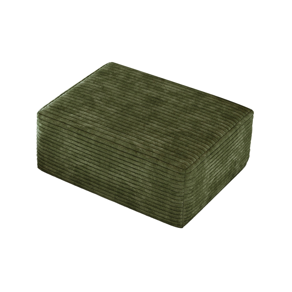 Pouf modulare verde in tessuto morbido, senza montaggio
