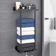 Supporto asciugamano senza perforazione, acciaio inossidabile, doppio supporto asciugamano, senza perforazione, supporto asciugamano autoadesivo, nero, per bagno, cucina