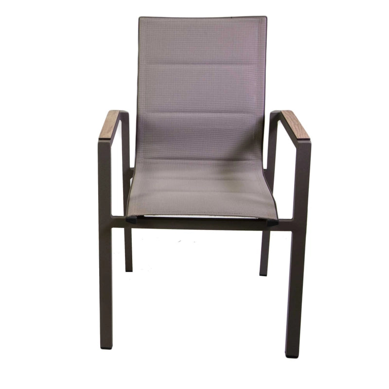 Poltrona alluminio textilene Riverside tortora (bracciolo in hpl) cm 56x66h90