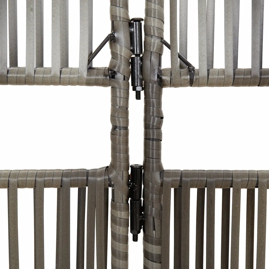 Divisorio per Ambienti | Divider per stanze | Paravento a 6 Pannelli Grigio in Polyrattan