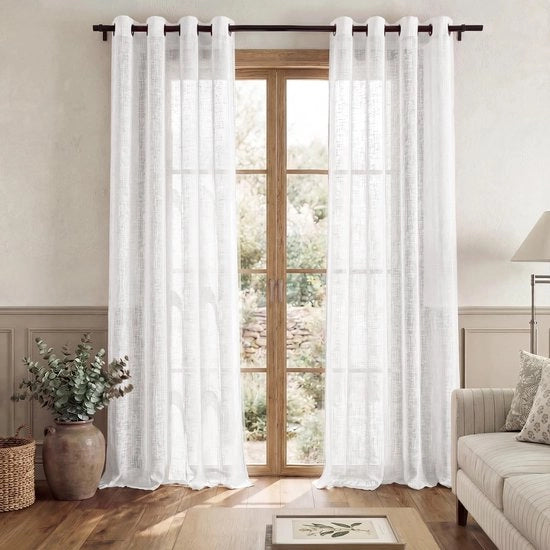 Veli Raccordi Semi-trasparenti - Tende Pronte all'Uso 2 Pezzi - 140x220cm - Con Ocelli - Ideali per Salotto/Camera da Letto