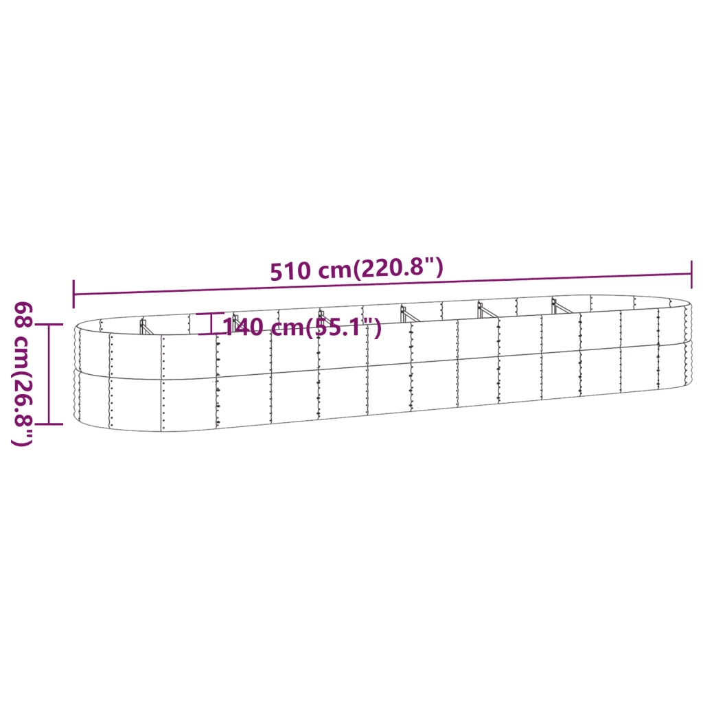 Letto Giardino Acciaio Verniciato Polvere 510x140x68 cm Argento 319117