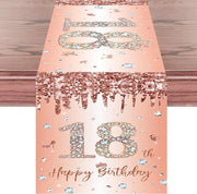 Tavolo da 18 anni festa per ragazza donna suo compleanno anniversario celebrazione festa cena tovaglia da tavola tovagliato decorazione per casa, 180 x 35 cm lungo
