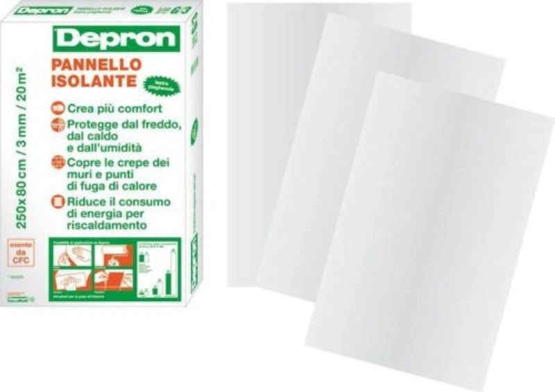 PANNELLO ISOLANTE DEPRON CM. 80X125 SPESSORE MM. 6 CONFEZIONE DA 10 PEZZI