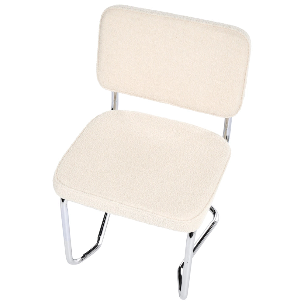Set di 2 sedie da pranzo con rivestimento in bouclé beige chiaro e gambe in ferro stile retrò