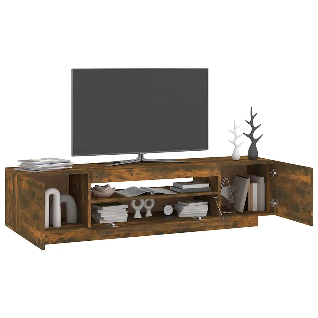 Mobile Porta TV con Luci LED Rovere Fumo 160x35x40 cm cod mxl 5850