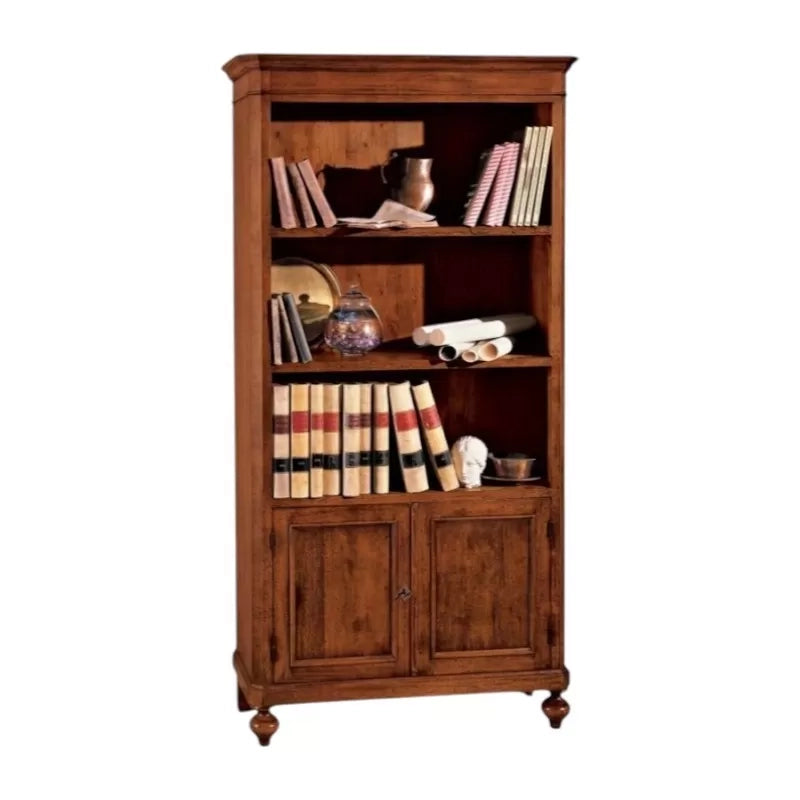 Libreria 3 vani a giorno 2 porte legno massello l.100 p.40 h.194 (1519) - Mobili 2G