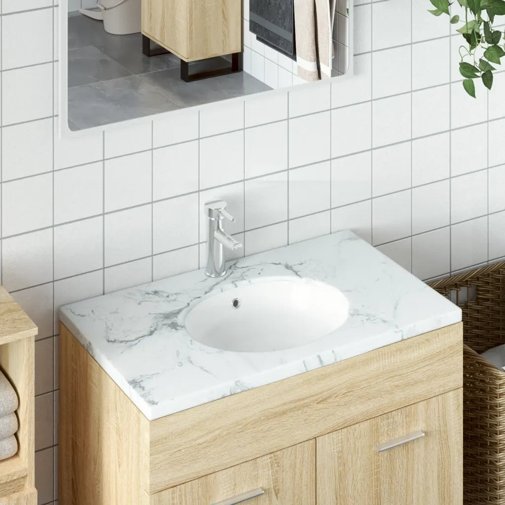 Lavandino da Bagno Bianco 38,5x33,5x19 cm Ovale in Ceramicacod mxl 71081