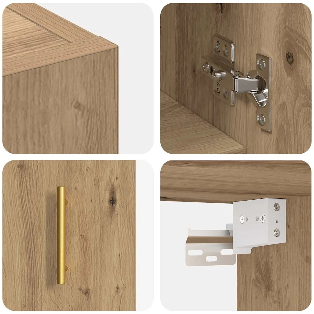 Armadietto a muro rovere artigianale 60 x 31 x 70 cm