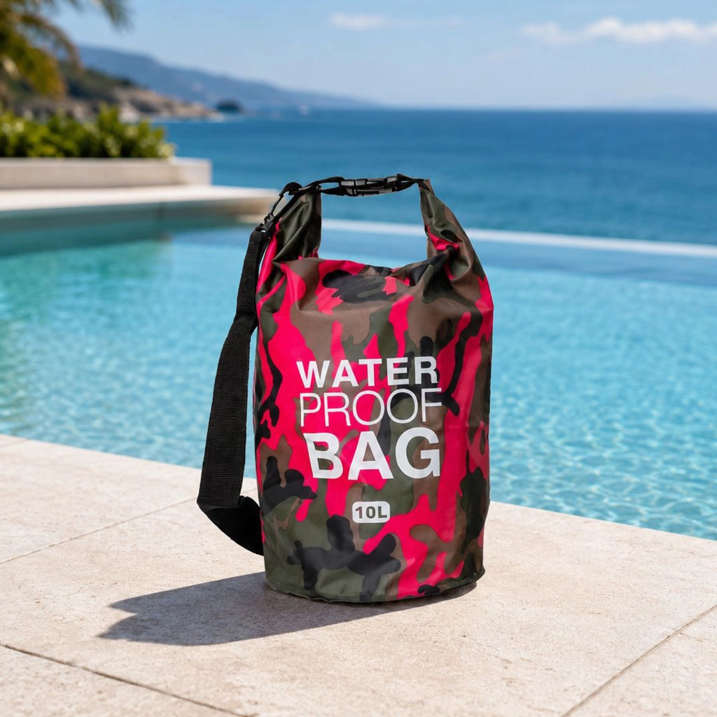 Senine, Borsa Impermeabile Capacità 10 lt, Rosa Mimetica Fuxia