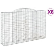 Set di 8 gabbioni ad arco per recinzione gabbia o muro di contenimento 300 x 50 x 180/200 cm ferro zincato argento 02_0041198