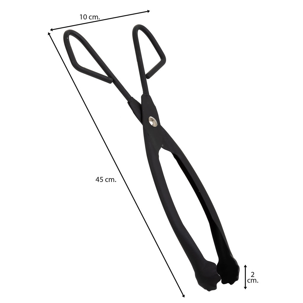 Pinza da camino in metallo nero 45x10x02h