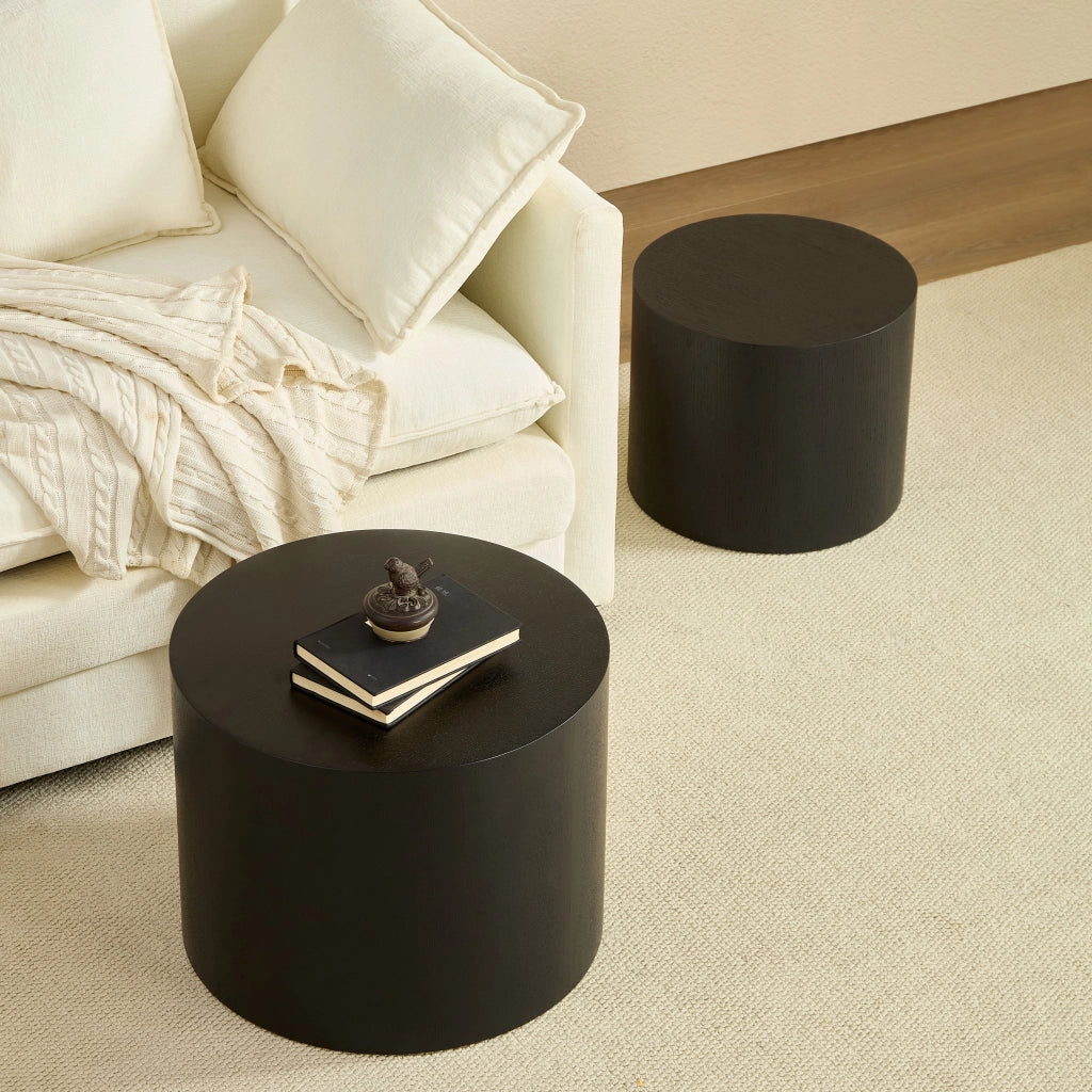 TAVOLO da caffè nesting Set da 2 pezzi Nero MDF