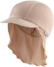 Cappello con visiera e protezione collo per bambini con look a rilievo e protezione UV 50+ - Cappelli per bambini da bagno - Abbigliamento da bagno unisex - Beige, taglia 49