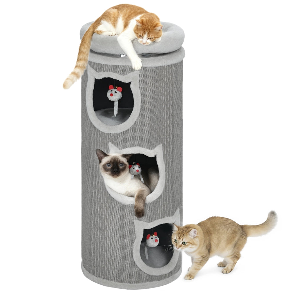 Torre per gatti a 4 livelli con letto lavabile ¨C zephmum ¨C grigio 96 cm