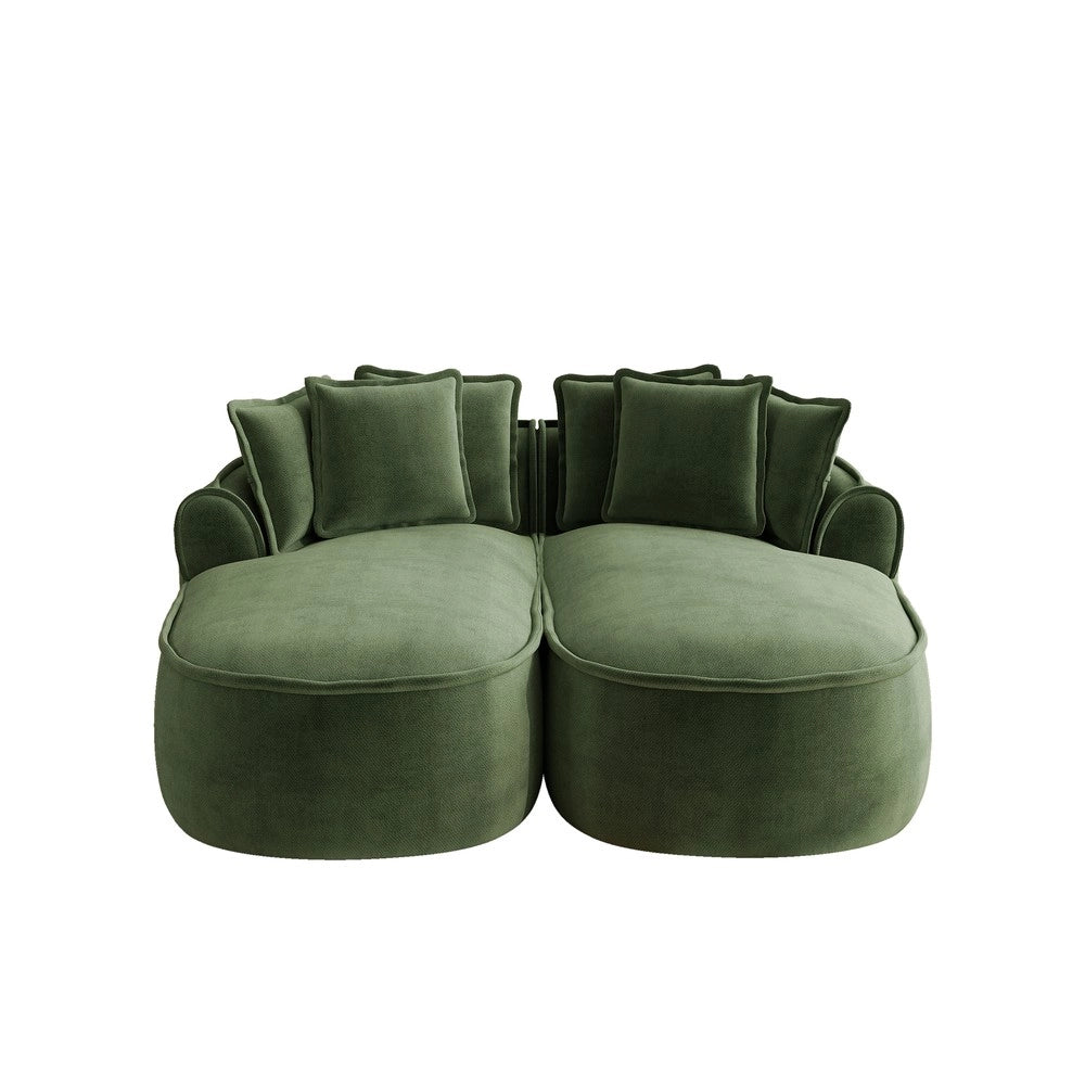 Divano Chaise Longue Doppio in Chenille con Cuscini ¨C Xylo ¨C Verde