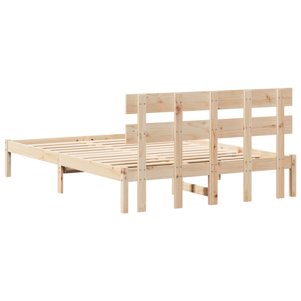 Struttura Letto con Testiera 150x200 cm in Legno Massello di Pino