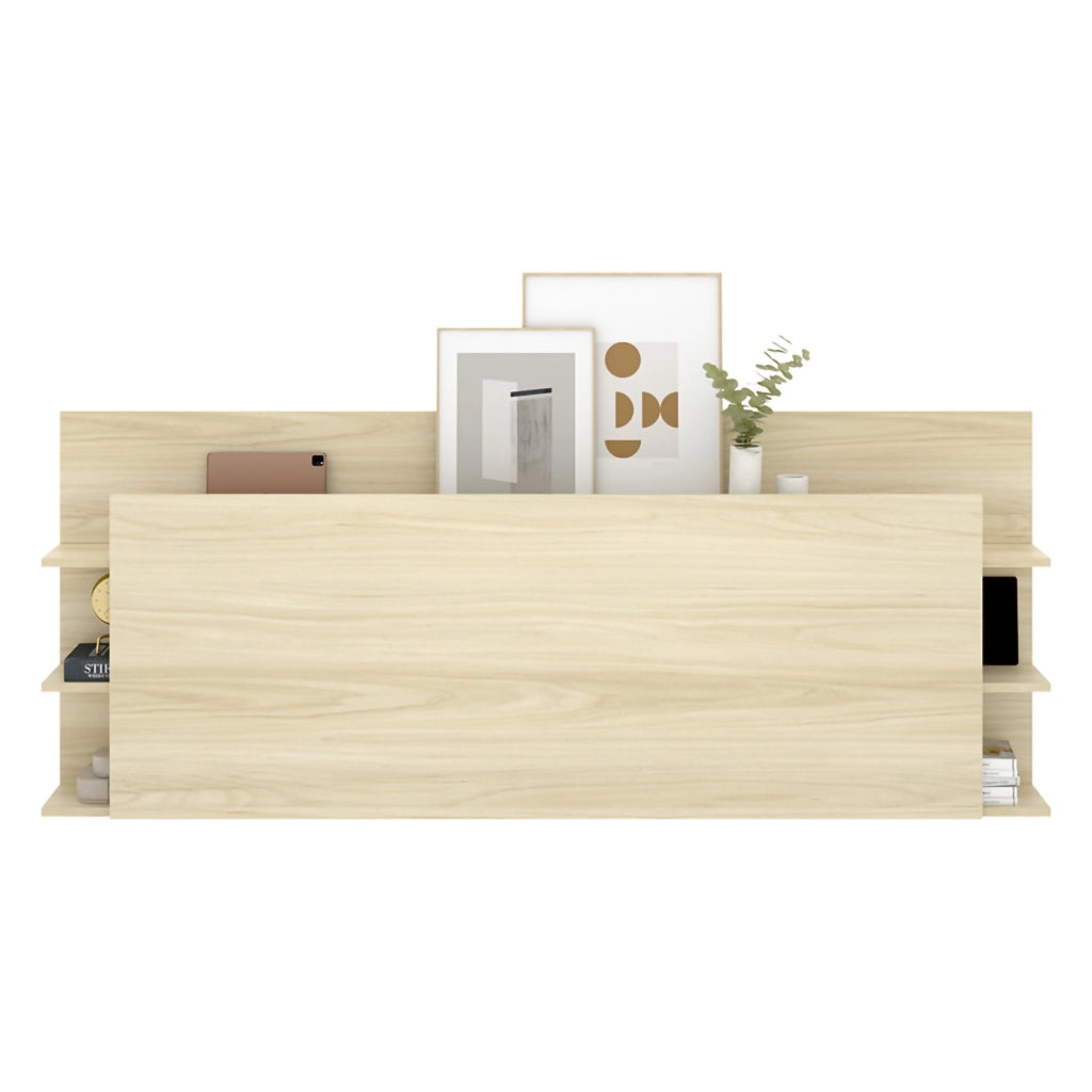 Socorro, Testiera Letto Vani Libreria, 19x181 cm Marrone Rovere