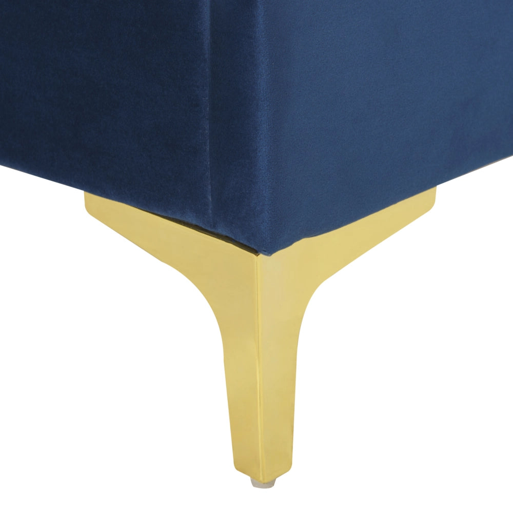 Struttura del letto imbottita 180 x 200 cm Blu Gambe dorate in velluto