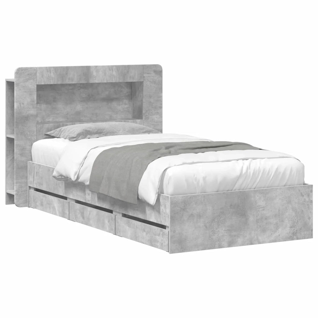 Struttura del letto con stoccaggio e testata Grigio Cemento 3433992