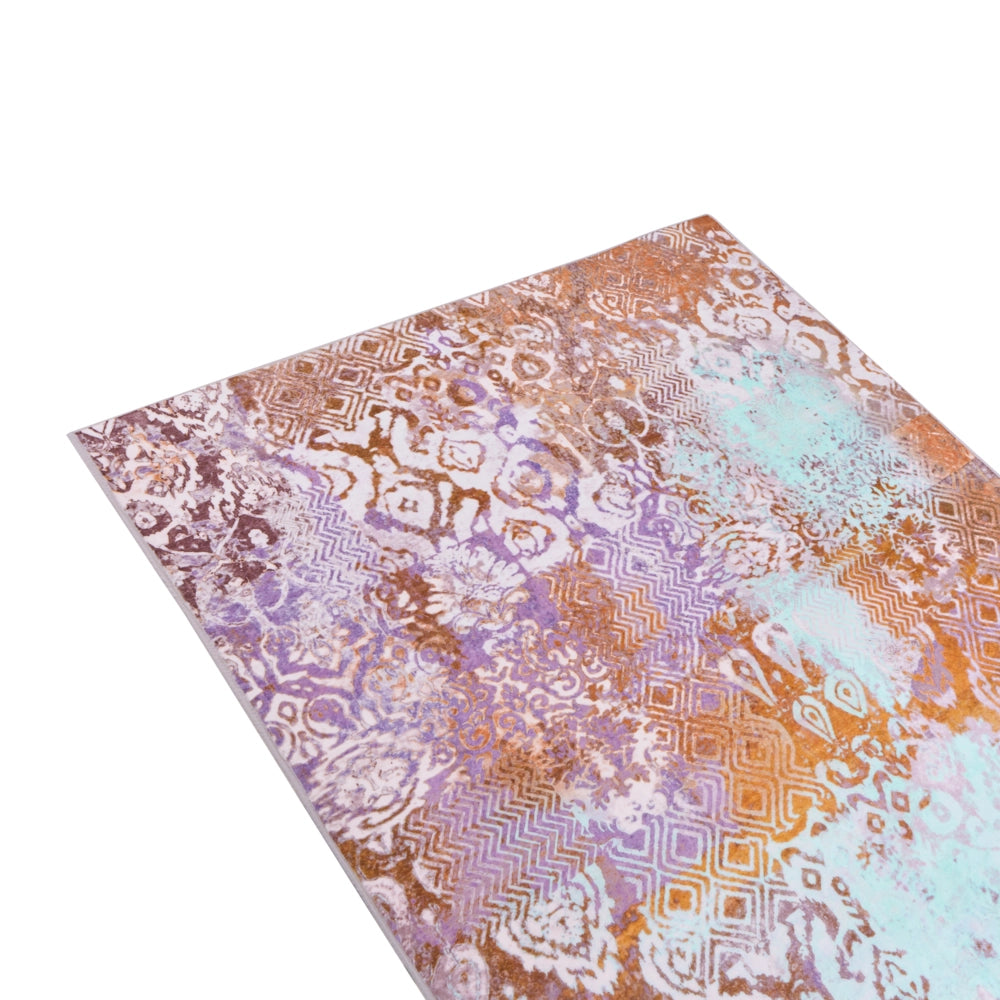 Tappeto multicolore in poliestere, 140 x 200 cm, tessuto a trama piatta, stile orientale boho, con vivaci motivi stampati