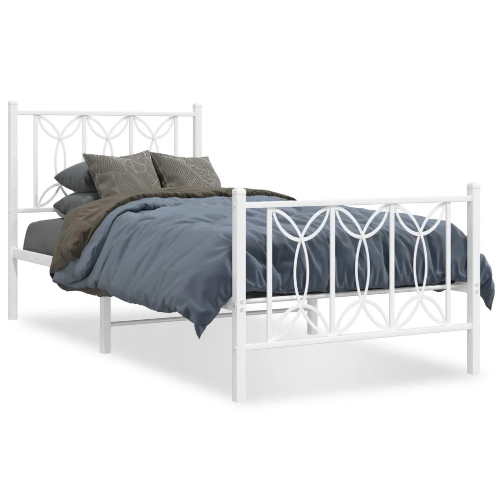 Giroletto con Testiera e Pediera-Struttura Letto Metallo Bianco 80x200 cm 810139