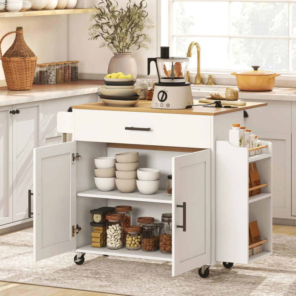 Tavolo da cucina con ripiano ribaltabile e cassetto ¨C Minimal ¨C 120x68x85 Bianco