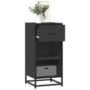 Credenza Rovere Nera 35,5x35x76 cm in Truciolato e Metallo 848954