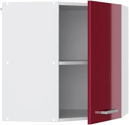 Mobile angolare da cucina R-Line, Rosso lucido, 57 cm, per la libera combinazione all'interno di sistemi cucina modulari