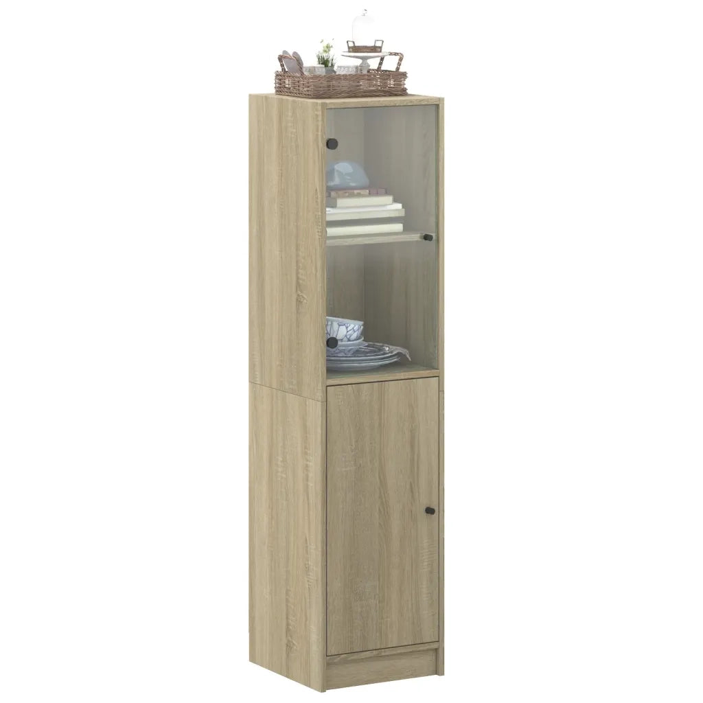 Credenza con Anta in Vetro Rovere Sonoma 35x37x142 cm 836443