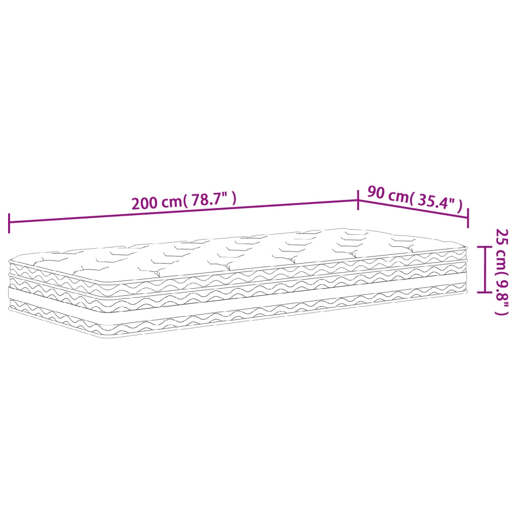 Materasso a Molle Insacchettate-Materasso per letto Medio 90x200 cm 998723