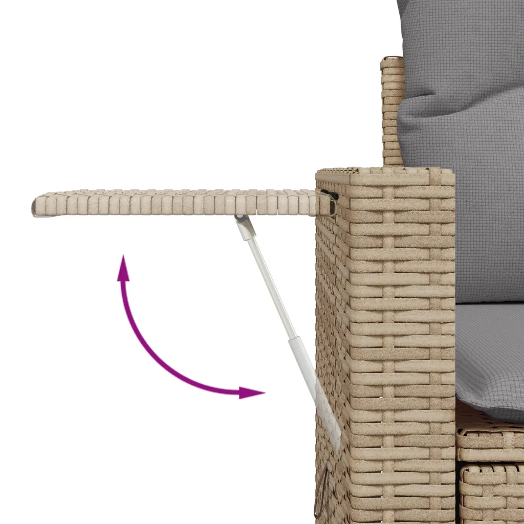 Set Divano da Giardino 5 pz con Cuscini-Sofa da Giardino-Divanetto da esterno Beige in Polyrattan 594666