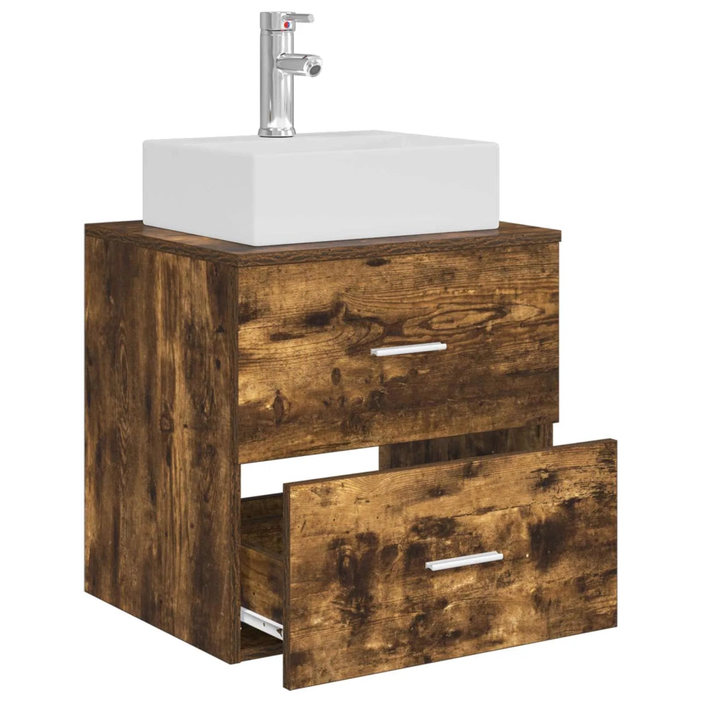 Mobile Lavabo da Parete Rovere Fumo 49,5 x 41 x 62,5 cm 890282